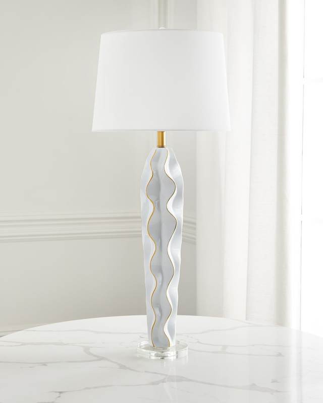 Celadon Hannah Ceramic Wave Lamp